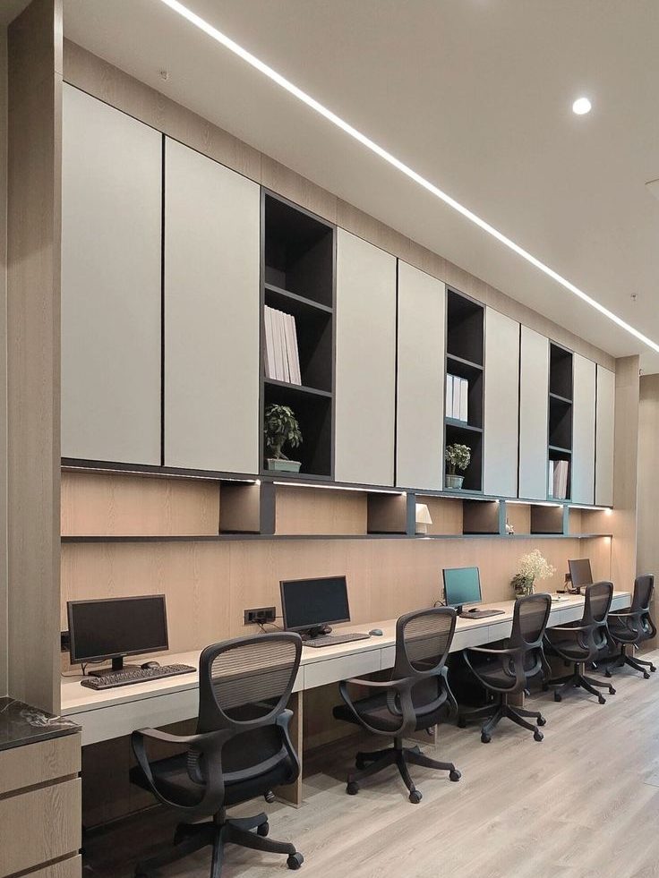 Fitted-out office workspace interior