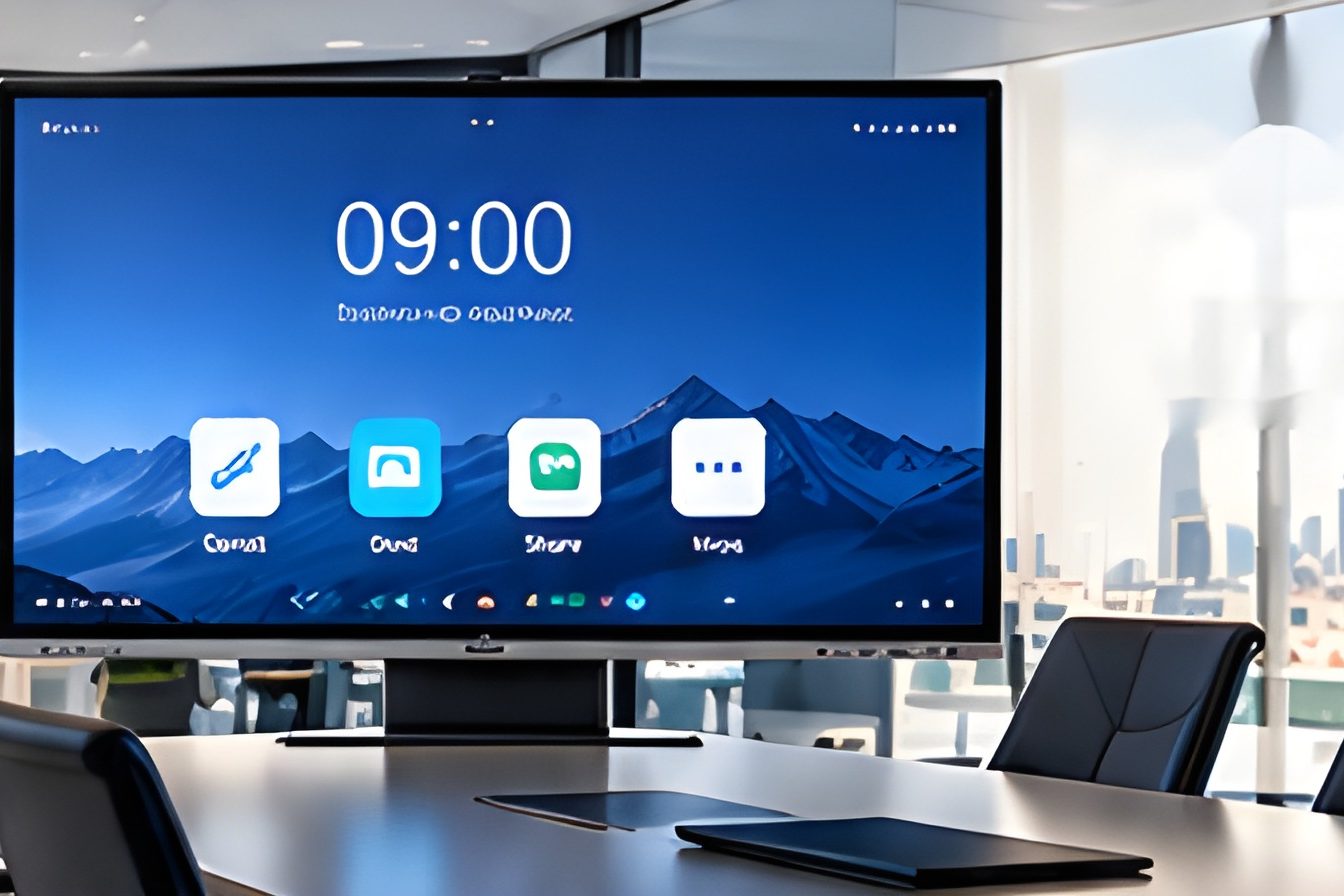 Interactive collaboration display in a modern meeting room