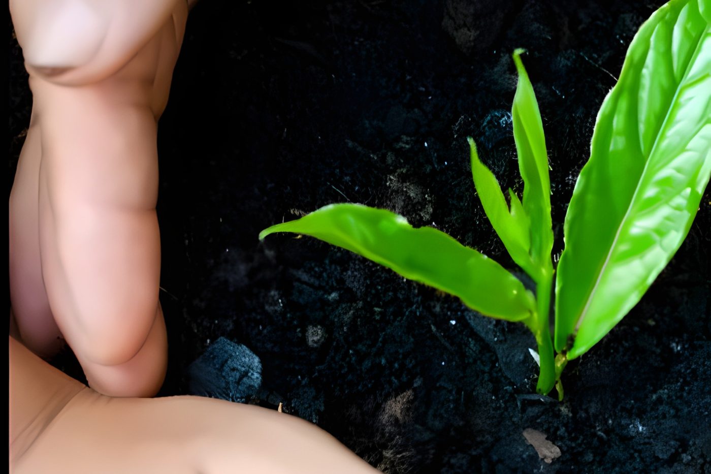 Seedling growing from soil — environmental commitment