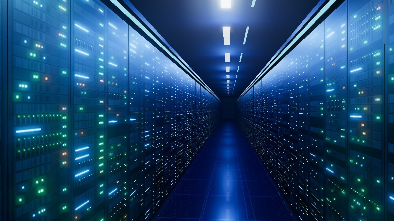Data centre aisle with server racks